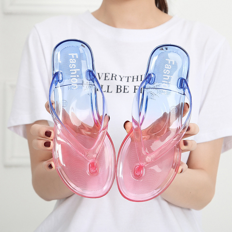 Flip Flop Slippers, Summer Jelly Sandals Transparent plastic Slides Flat Women Jelly Flip Flop