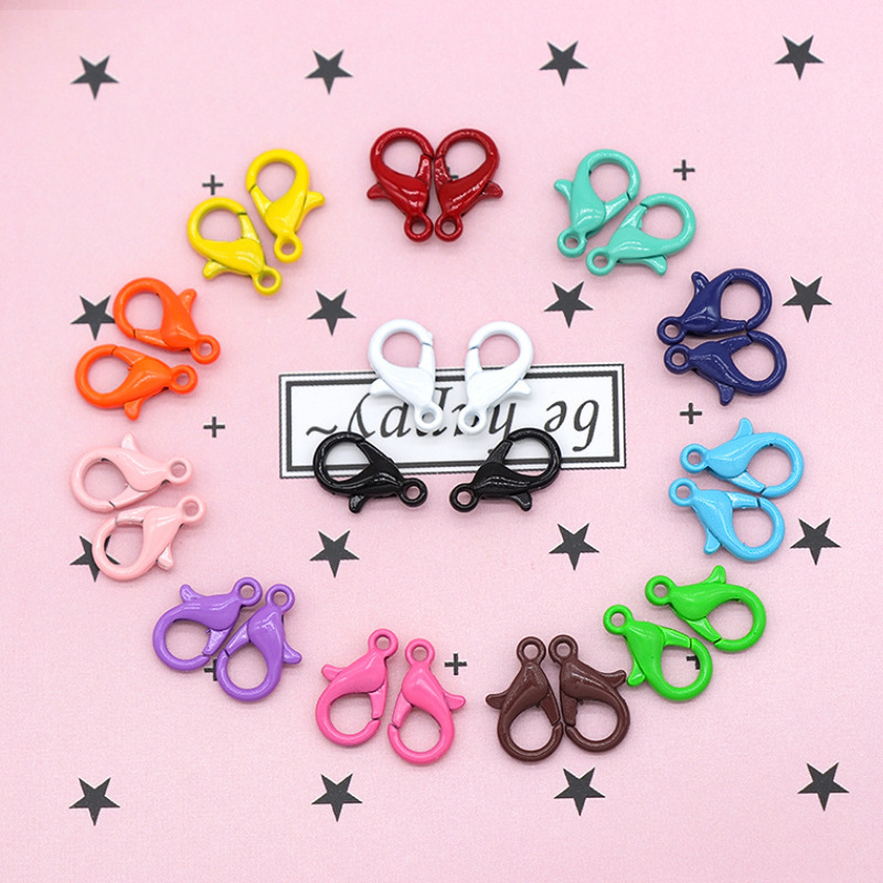 12mm 14mm 16mm 21mm DIY Jewelry Findings Accessories Zinc Alloy Candy Colorful Lobster Claws Clasps