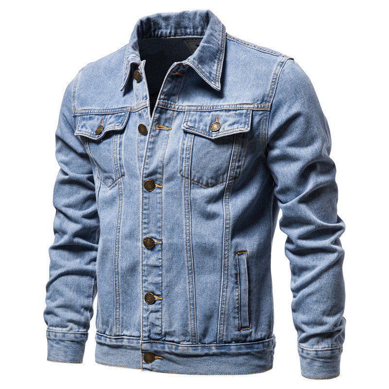 Men's Jackets,Casual Washed Blue  Plain Blank Jeans Wholesale Cotton Denim Jackets For Men Coat