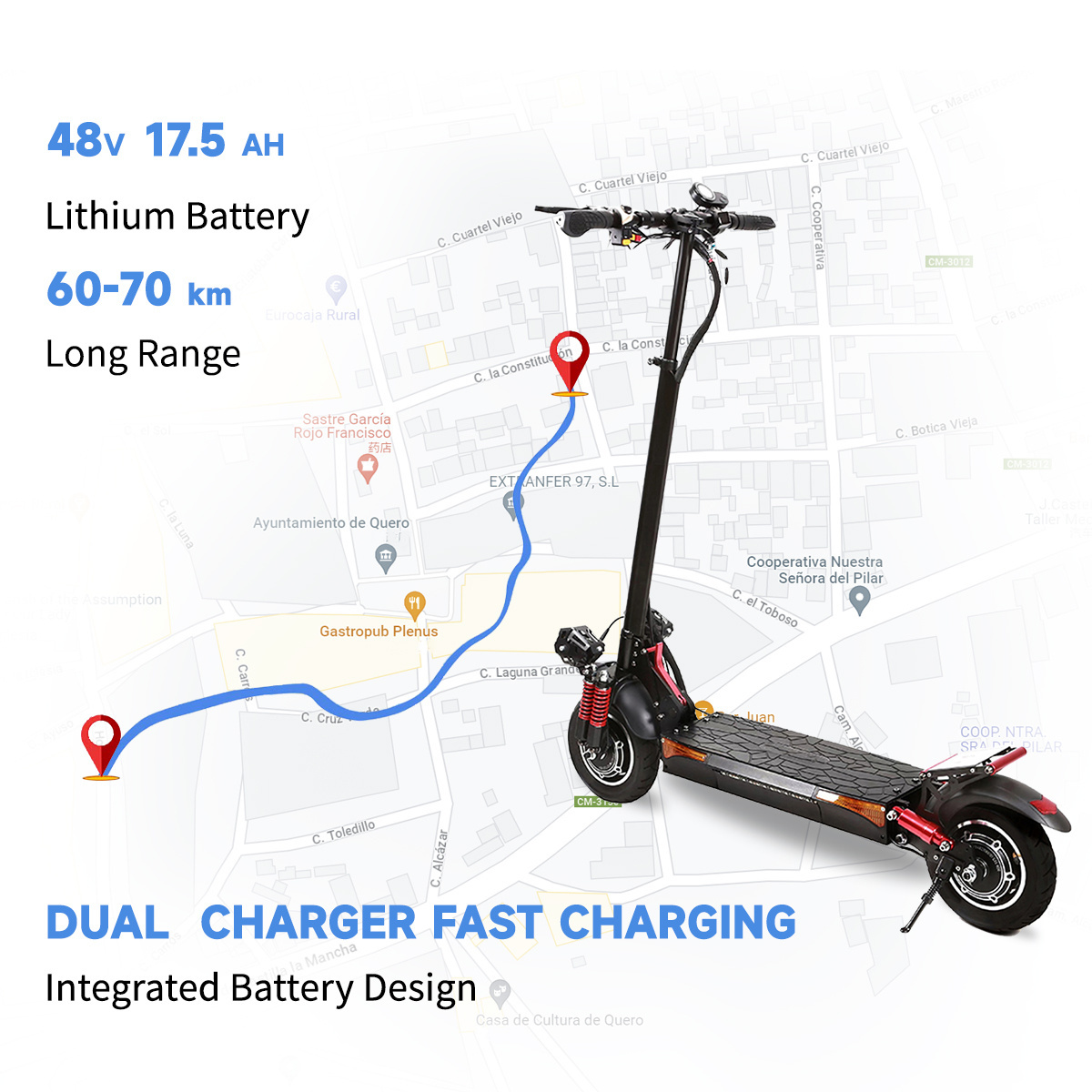 Dualtron 55KM Long Range Electric Scooter 10Inch Big Wheels 45KM/H Fast Speed 500W Power 48V Voltage Mobility Free Shipping