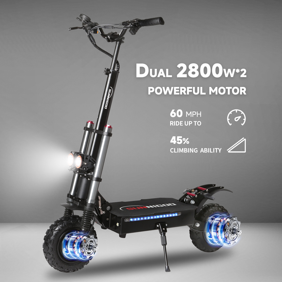 OEM Max 100km 5600W Powerful Electrical Scooter Dual Motor 2400w 5600w Foldable 11Inch Fat Air Tire 48V/60V 30/38Ah NFC Scooters