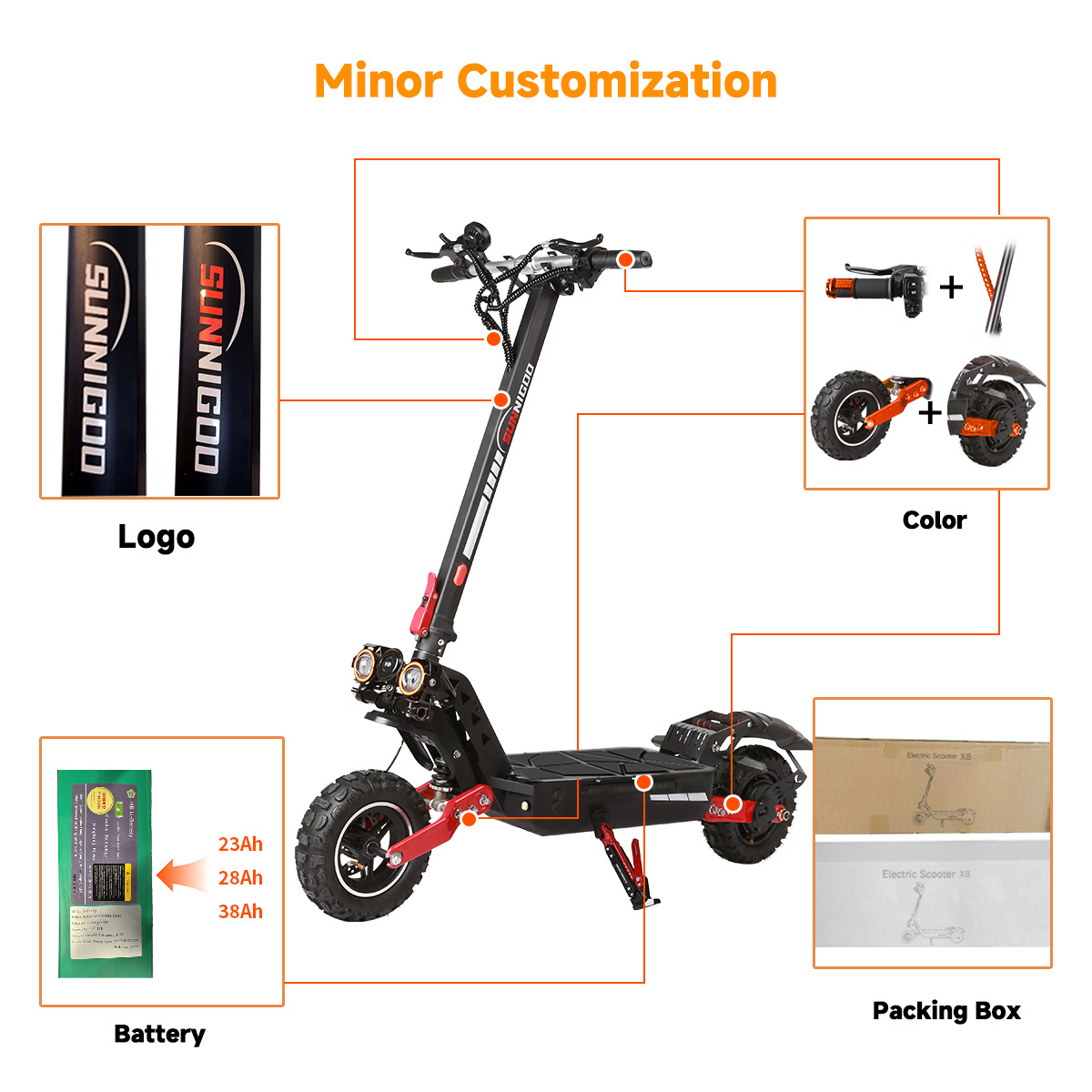 11-Inch Off-Road Tire Kit for Electric Scooter 6000W 60V 30Ah Two-Wheel Dual Motor Electric Scooter