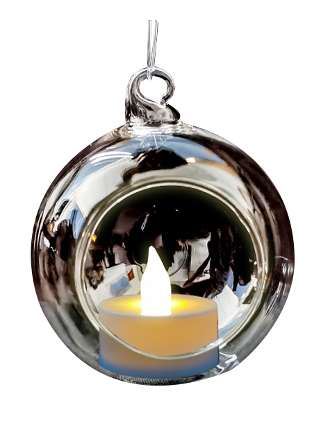 hanging plastic tealight with transparent glass ball holder for wedding decoration home decoration remote controlled