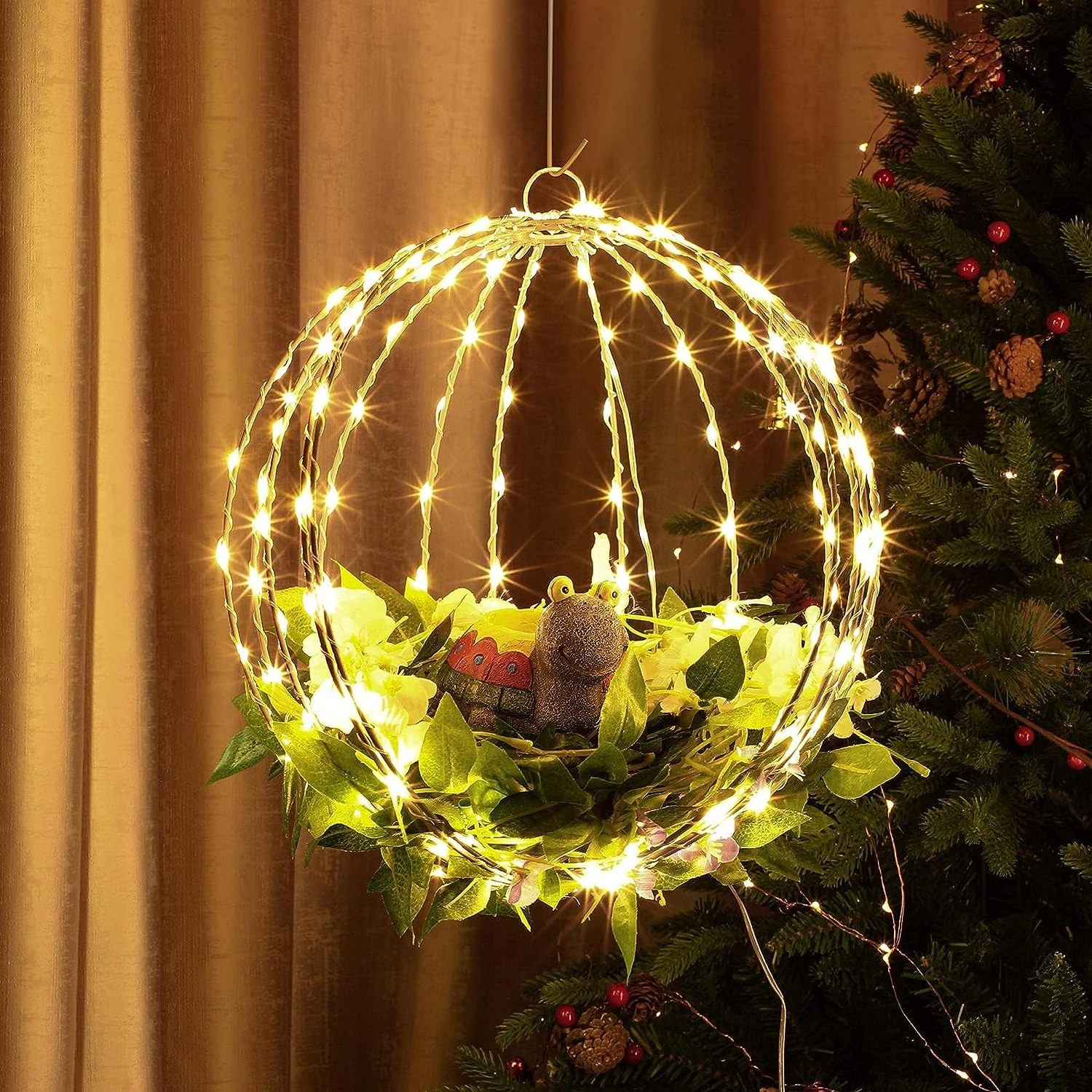 Outdoor/indoor foldable christmas sphere lights large backyard lighting decorations fairy lights metale ball lichterkette