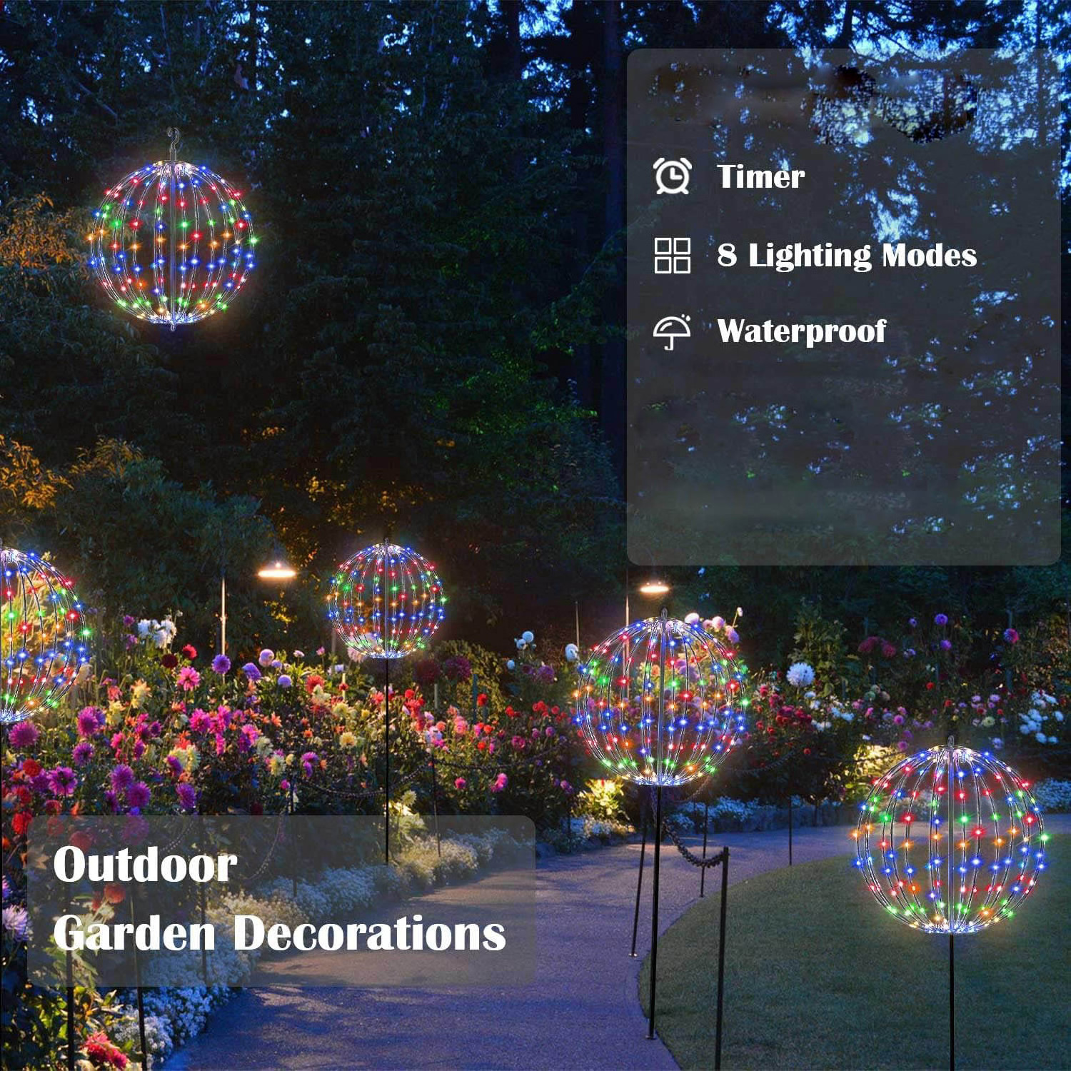 Outdoor/indoor foldable christmas sphere lights large backyard lighting decorations fairy lights metale ball lichterkette