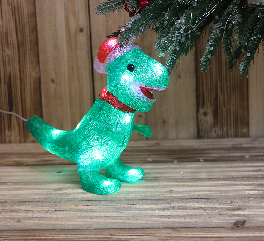 Acrylic Christmas Dinosaur 16LEDs Battry Operated Outdoor Christmas Light Garden Decoration