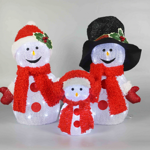 Acrylic Snowman Family LED Light Battry Operated for Outdoor Christmas Light Decoration