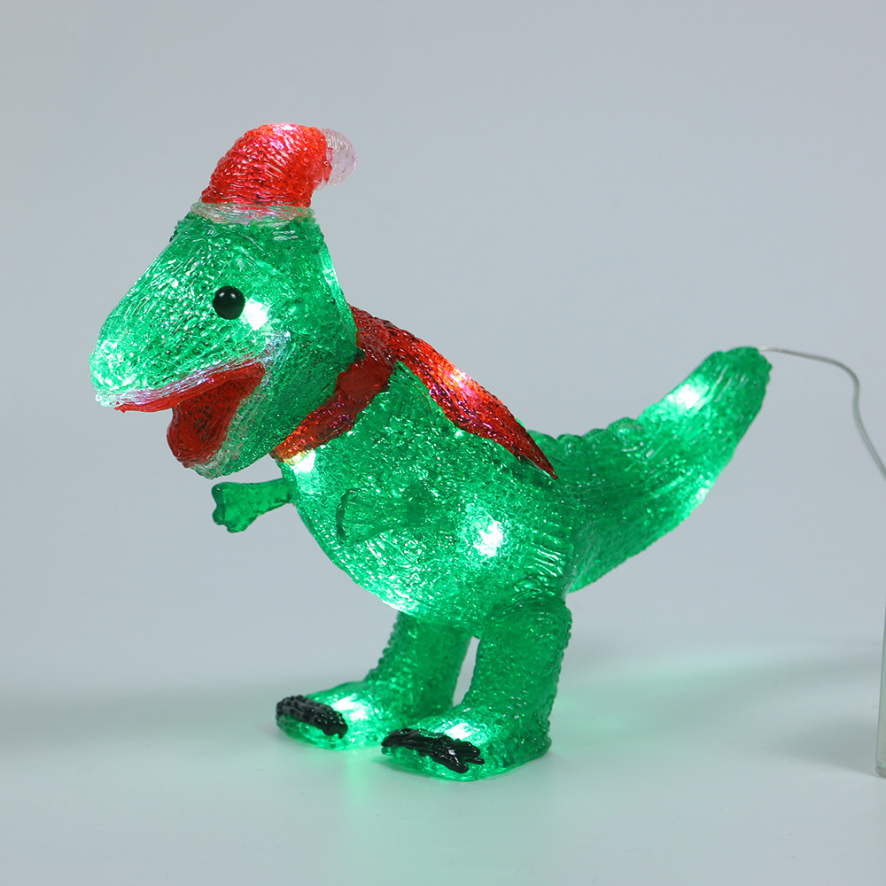 Acrylic Christmas Dinosaur 16LEDs Battry Operated Outdoor Christmas Light Garden Decoration