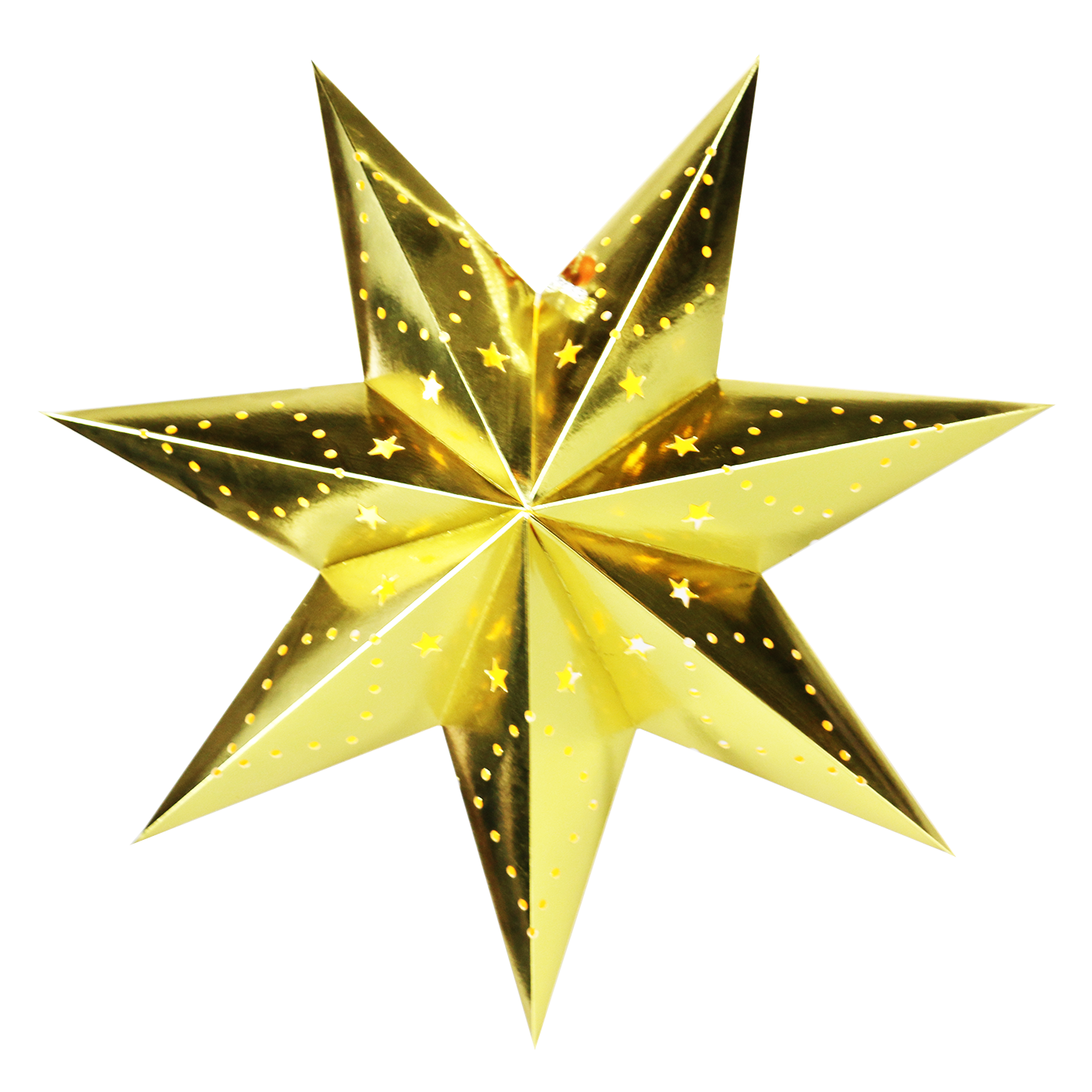 Christmas decoration Hanging paper star seven-pointed shiny golden star battery operated foldable christmas light hollow star