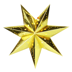 Christmas decoration Hanging paper star seven-pointed shiny golden star battery operated foldable christmas light hollow star