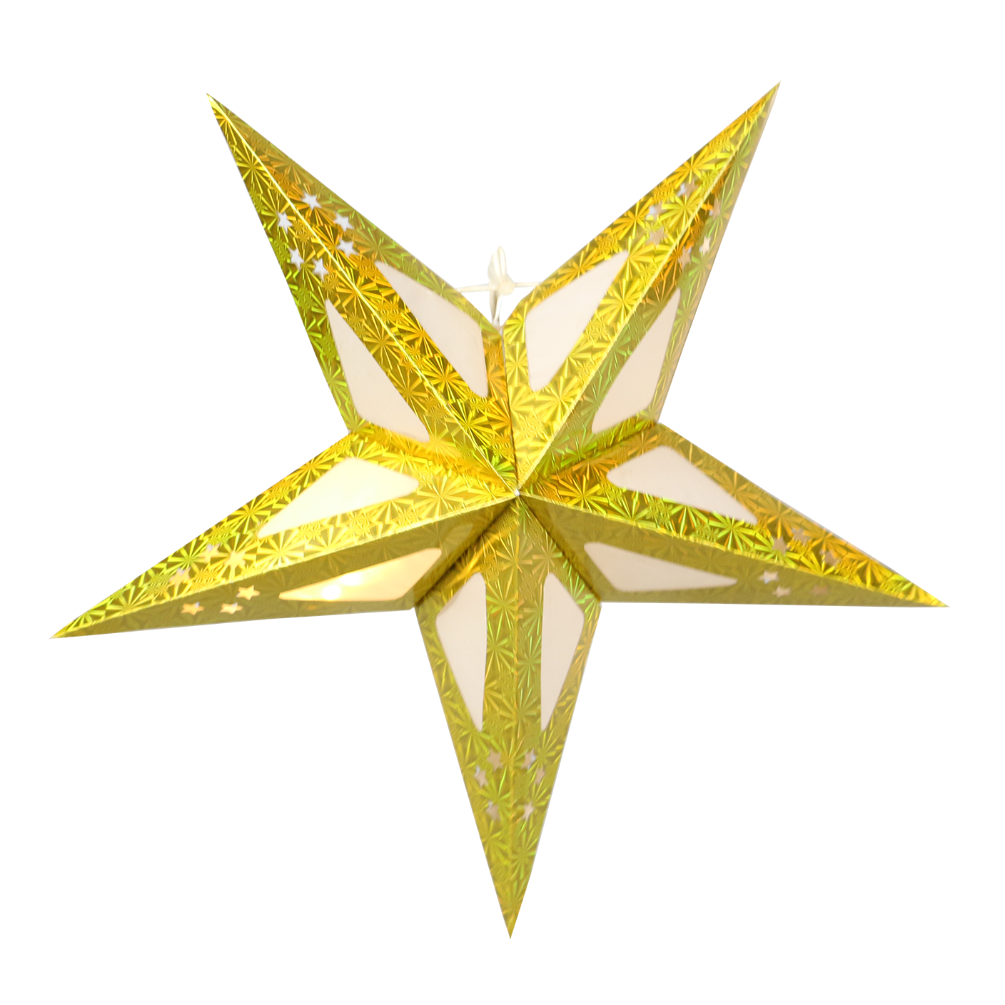 Christmas decoration Hanging paper star five-pointed shiny golden star battery operated foldable christmas light hollow star