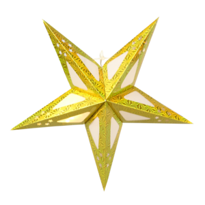 Christmas decoration Hanging paper star five-pointed shiny golden star battery operated foldable christmas light hollow star