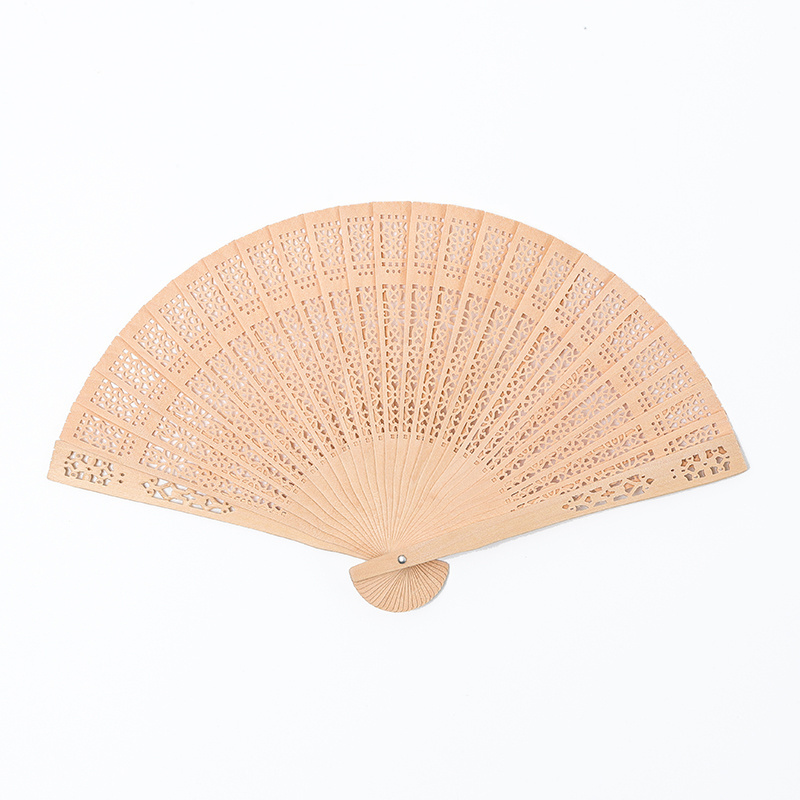 Hand Held Fan Carved Bamboo Custom Wooden Folding Hand Fans For Wedding