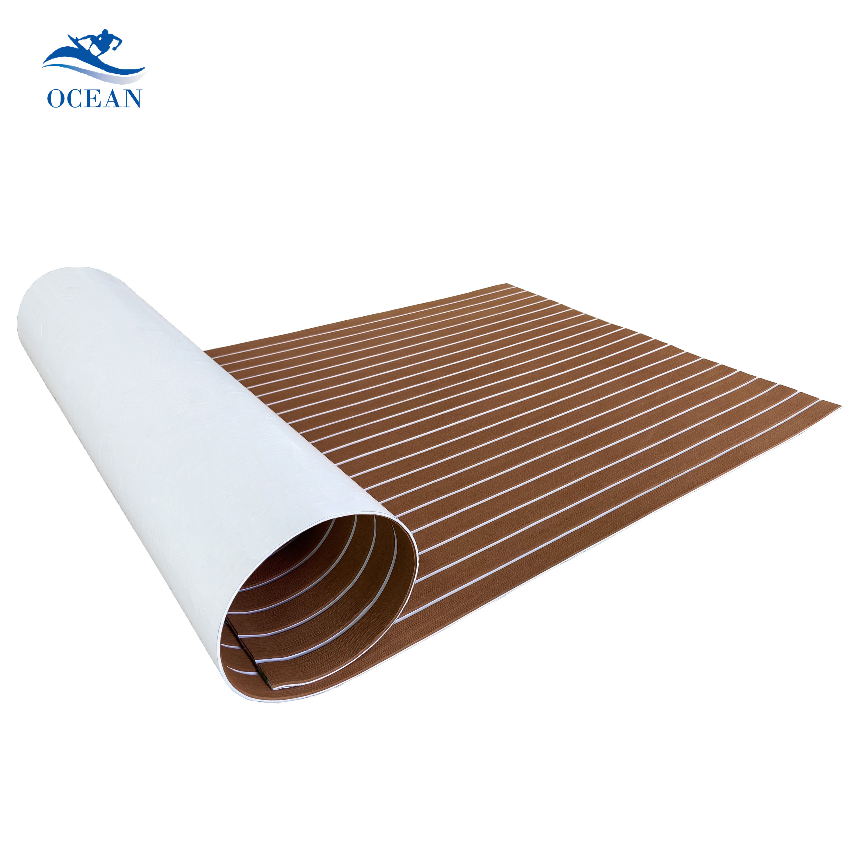 Ocean Custom Eva Foam Sea Deck Waterproof Anti Silp Anti Uv Faux Teak Boat Carpet Marine Foam Rolls Mats Yacht Boat Flooring