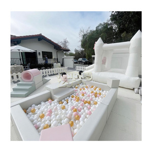 Party Rental Equipment Indoor Playground White Ball Pit Fence White Bounce House Soft Play equipement For Kids Party