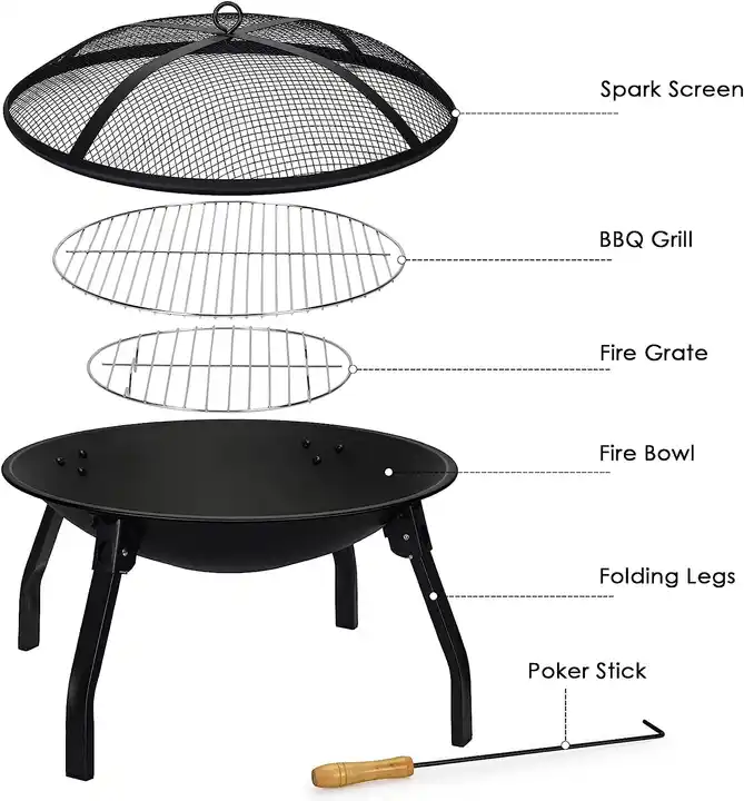 Professional Manufacture Outdoor Camping Large Fire Pit Picnic Barbecue BBQ Grill