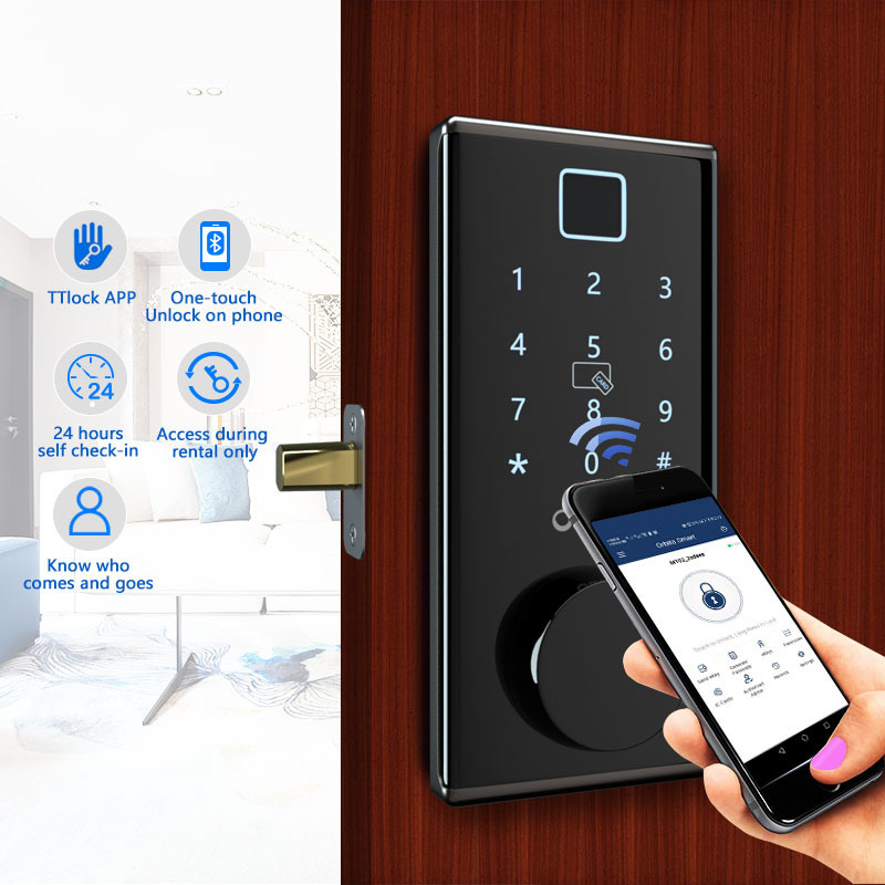 Orbita Black Color High Security Anti Theft Smart Lock Wifi Biometric TT Lock Fingerprint Keypad Door Lock for Interior Door