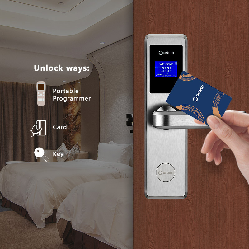 Good Performance Deadbolt 5 Latches M1 RFID Hotel Card Door Lock System