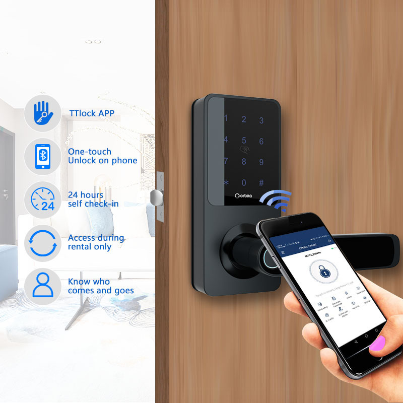 Orbita Wholesale Us Small Size Tt Lock Keyless Tuya Wifi App Rfid Password Biometric Finger Print Smart Home Door Locks With Key