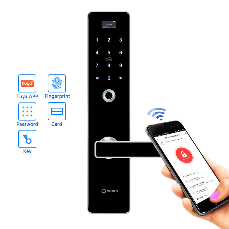 SS304 Double Sided  Smart Remote Control Tuya Wifi Digital Biometric Fingerprint Password Code Room Door Locks With Tuya App