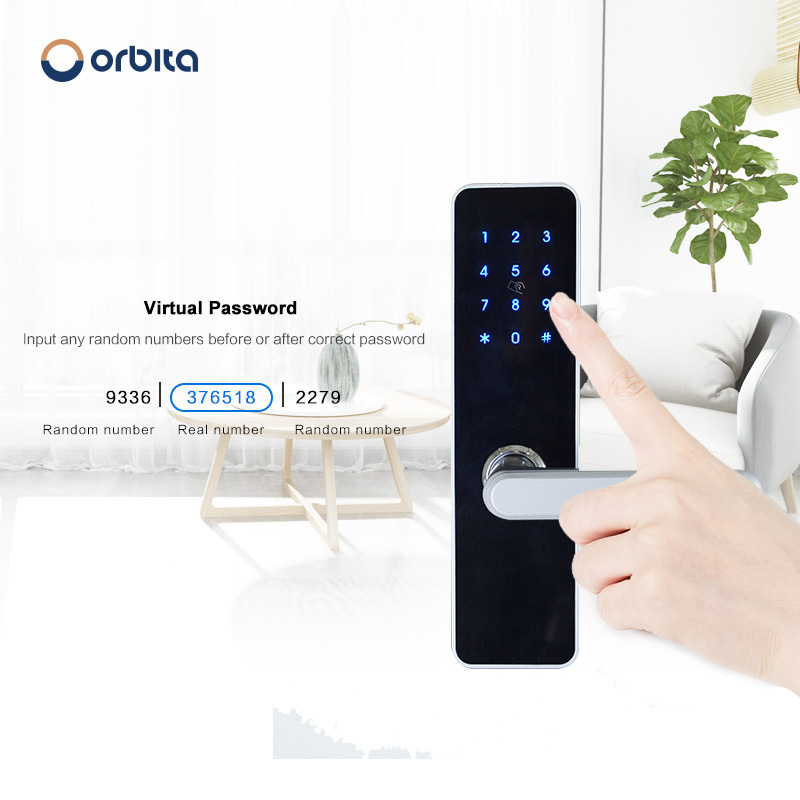 Orbita Black Color Small Digital Intelligent Deadbolt/ Electronic Keyless Card Lock Ttlock with Mechanical Keyboard