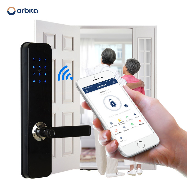 Orbita Black Color Small Digital Intelligent Deadbolt/ Electronic Keyless Card Lock Ttlock with Mechanical Keyboard