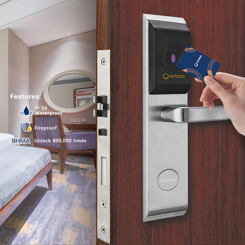 Orbita Waterproof Battery 125khz Rf Rfid Hotel Smart Key Less Key Card Door Locks Entry Systems With Energy Saving Switch