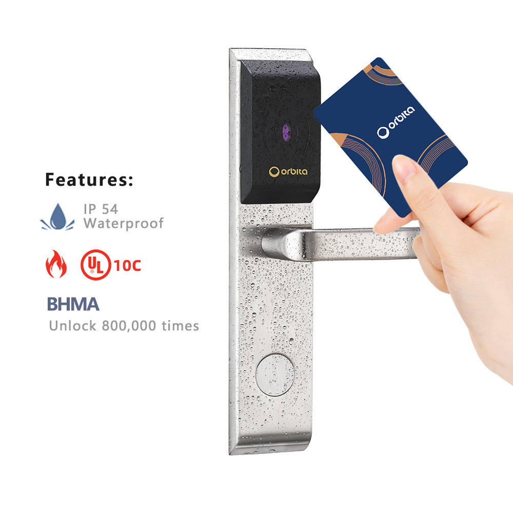 Orbita Waterproof Battery 125khz Rf Rfid Hotel Smart Key Less Key Card Door Locks Entry Systems With Energy Saving Switch