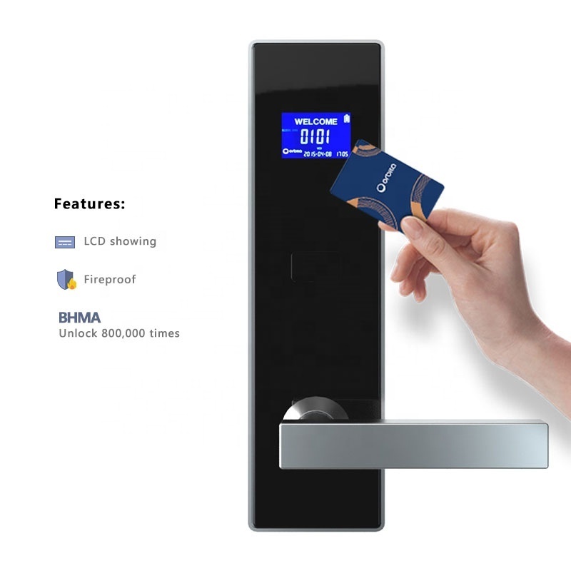 Orbita Black Color Intelligent Smart RFID Swipe Rfid Key card Hotel Door Locks with Hotel Management Software