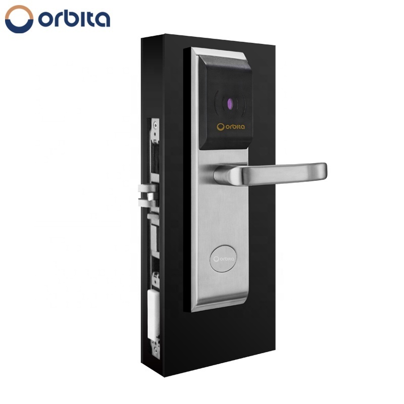 Orbita Guangdong Hot Selling Aluminum Wireless Electronic Keyless Hotel door security latch Privacy Lock with Key and Card