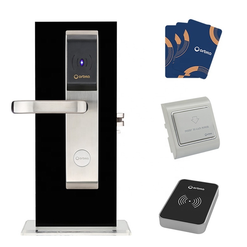 Orbita Guangdong Hot Selling Aluminum Wireless Electronic Keyless Hotel door security latch Privacy Lock with Key and Card