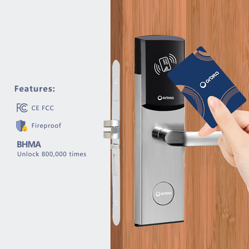 Orbita OEM Factory Price Hotel Key Card Reader Swipe Digital Security Smart Hotel Door Lock System Smart Door Lock Hotel