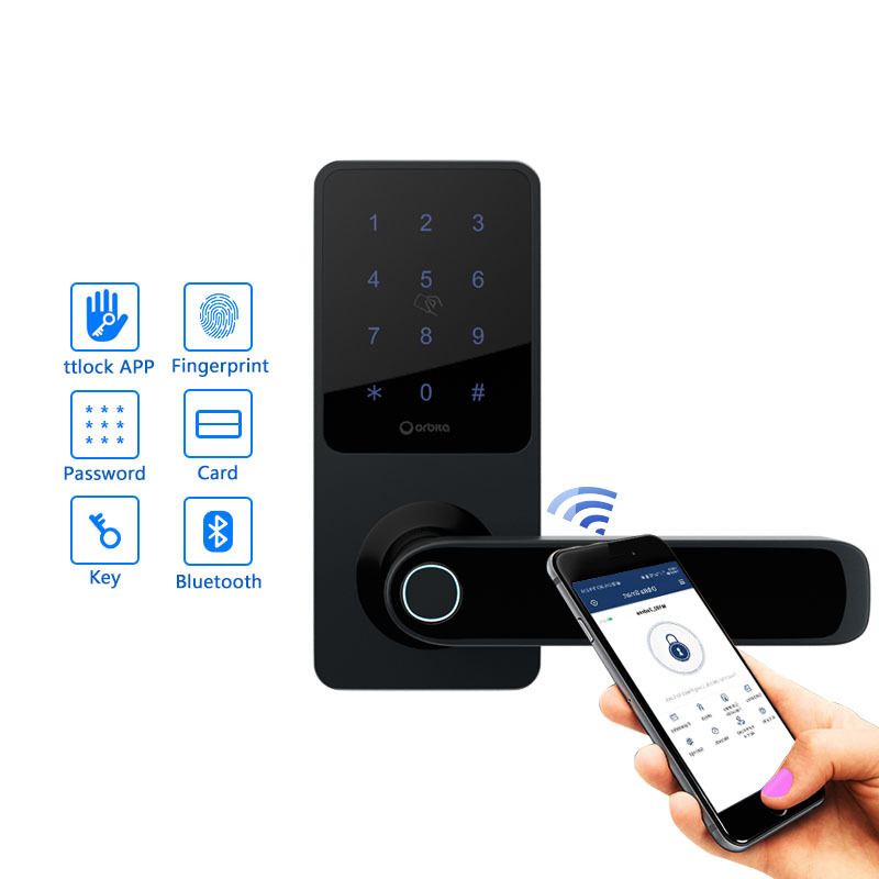 Orbita Black Color High Quality Safety Deadbolt TTlock  Digital Electric Keypad Smart Home Door Lock for Interior Door