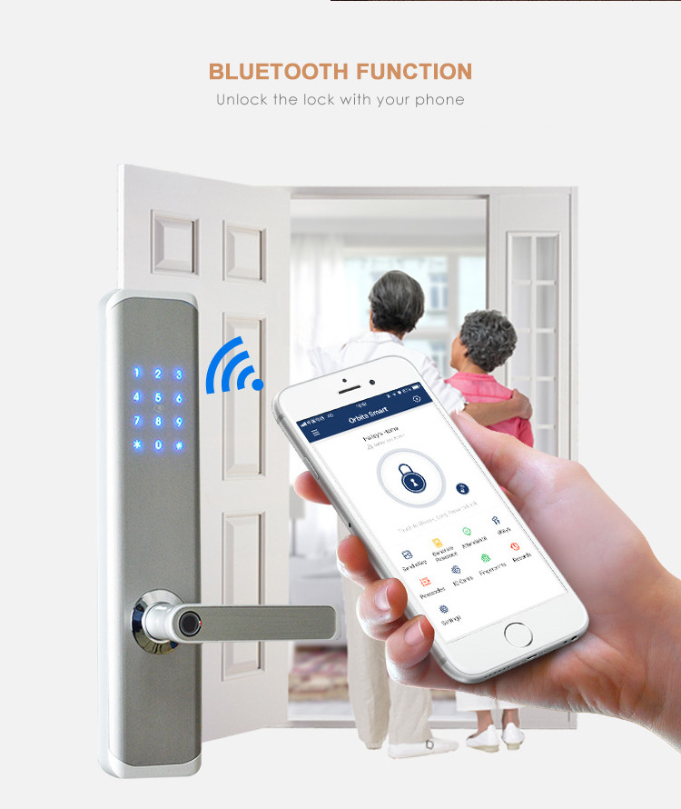 Orbita Apartment Mobile Control Keypad Biometric Electronic Ttlock Tuya Wifi Digital Fingerprint Smart Hotel Door Handle Locks