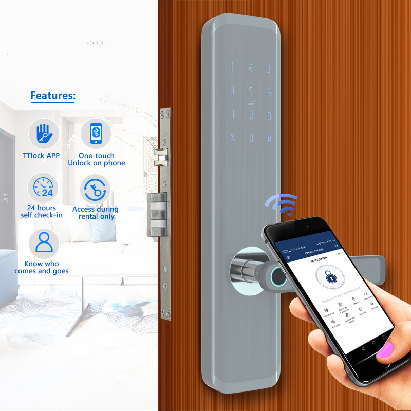 Orbita Apartment Mobile Control Keypad Biometric Electronic Ttlock Tuya Wifi Digital Fingerprint Smart Hotel Door Handle Locks