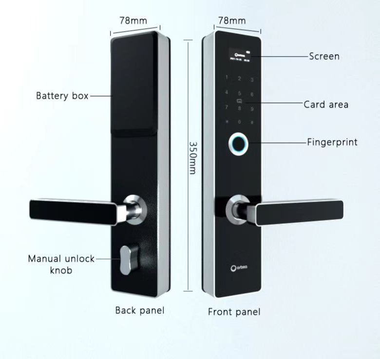 ORBITA P8010 Fingerprint Smart Hidden RFID Double Front Door Entry Door Smart Lock