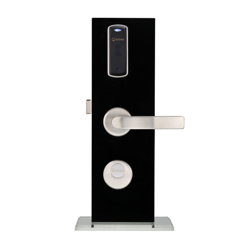 European electric mortise lock, narrow digital rfid hotel door handle lock, slim thin smart hotel key card door lock