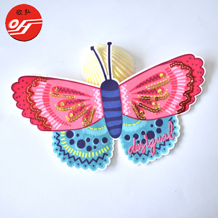 Customized Good Quality Butterfly Sequin Patch for Apparel