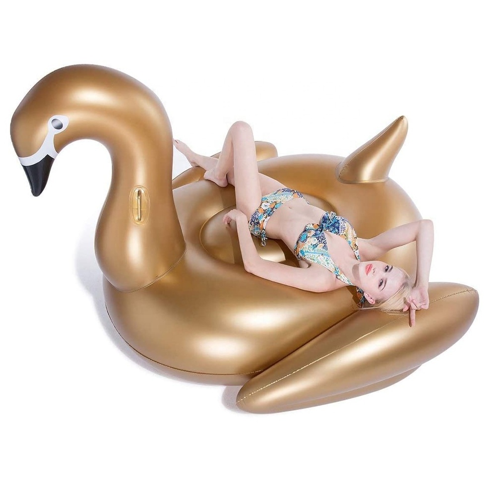 Huge Inflatable Golden Swan Swimming Party  Lounge Raft Pool Float Decorations Toys for Adult