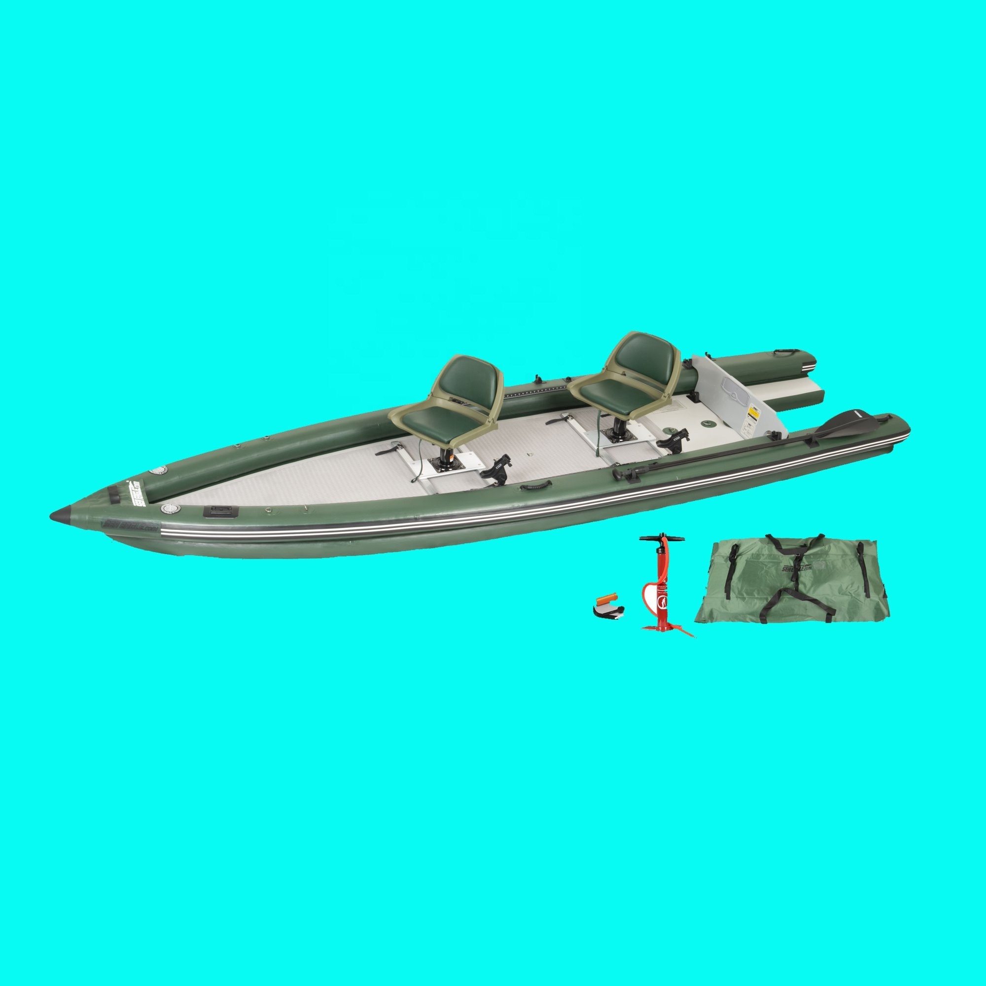 Inflatable Fish Skiff 2 Person Swivel Seat Package Foldable Kayak Boat Canoe