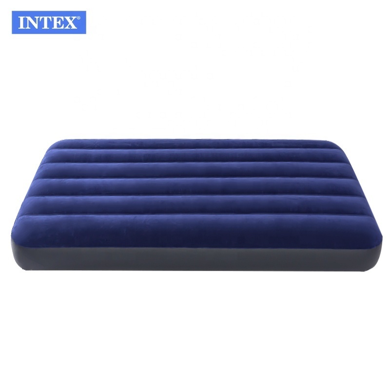 INTEX 64757 Blue Classic Flocking Indoor And Outdoor Folding Single Mattress Bed