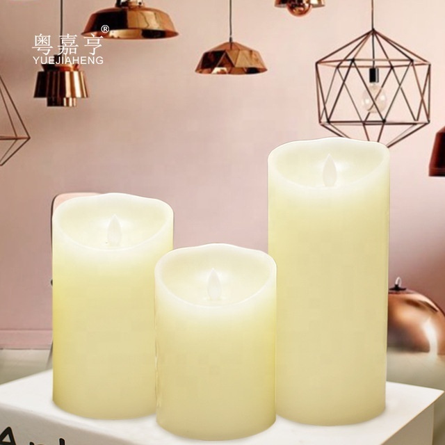 Christmas Decoration Supplier Battery Operated Candles  Real Wax Pillar LED Flickering Candles With Remote Control And Timer