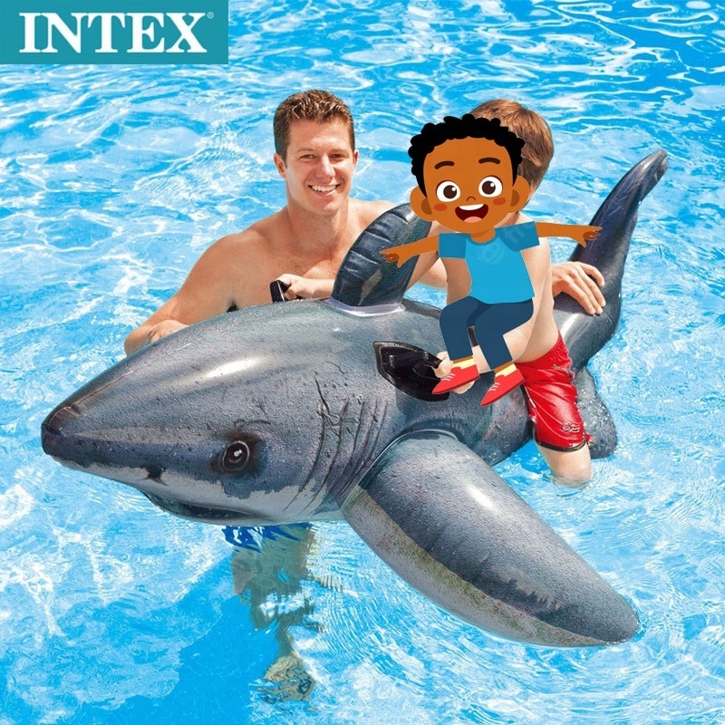 Intex 57525 Inflatable Shark Pool Floating Mat Ride-on Children Swimming Toy