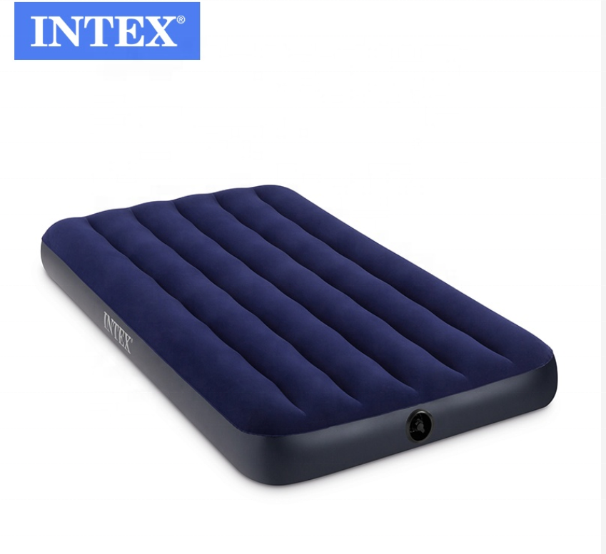 INTEX 64757 Blue Classic Flocking Indoor And Outdoor Folding Single Mattress Bed