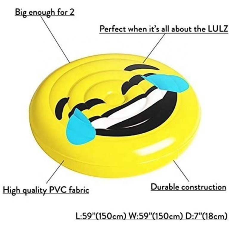 Inflatable Smile Face Pool Floats Round Shaped Pool Lounge