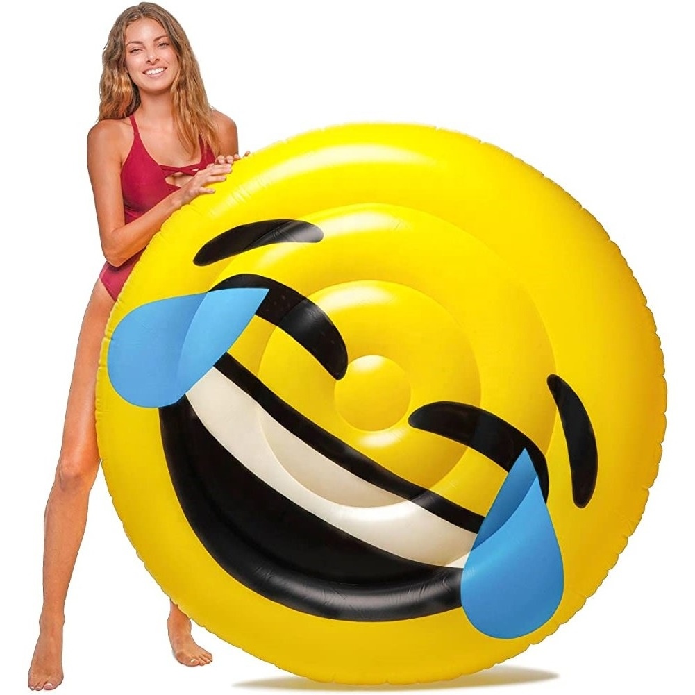 Inflatable Smile Face Pool Floats Round Shaped Pool Lounge