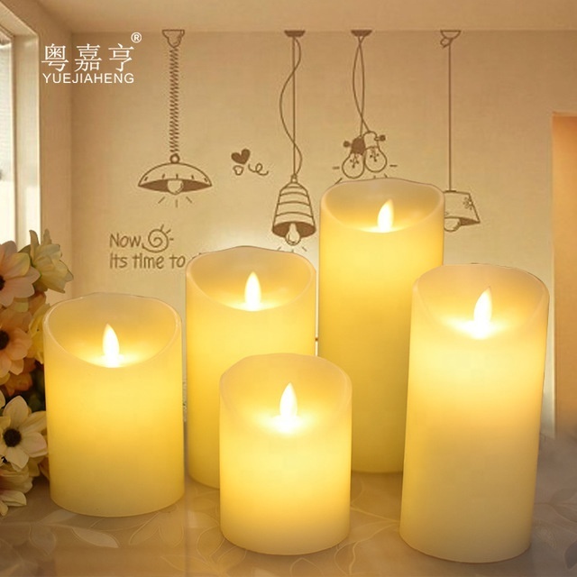 Christmas Decoration Supplier Battery Operated Candles  Real Wax Pillar LED Flickering Candles With Remote Control And Timer