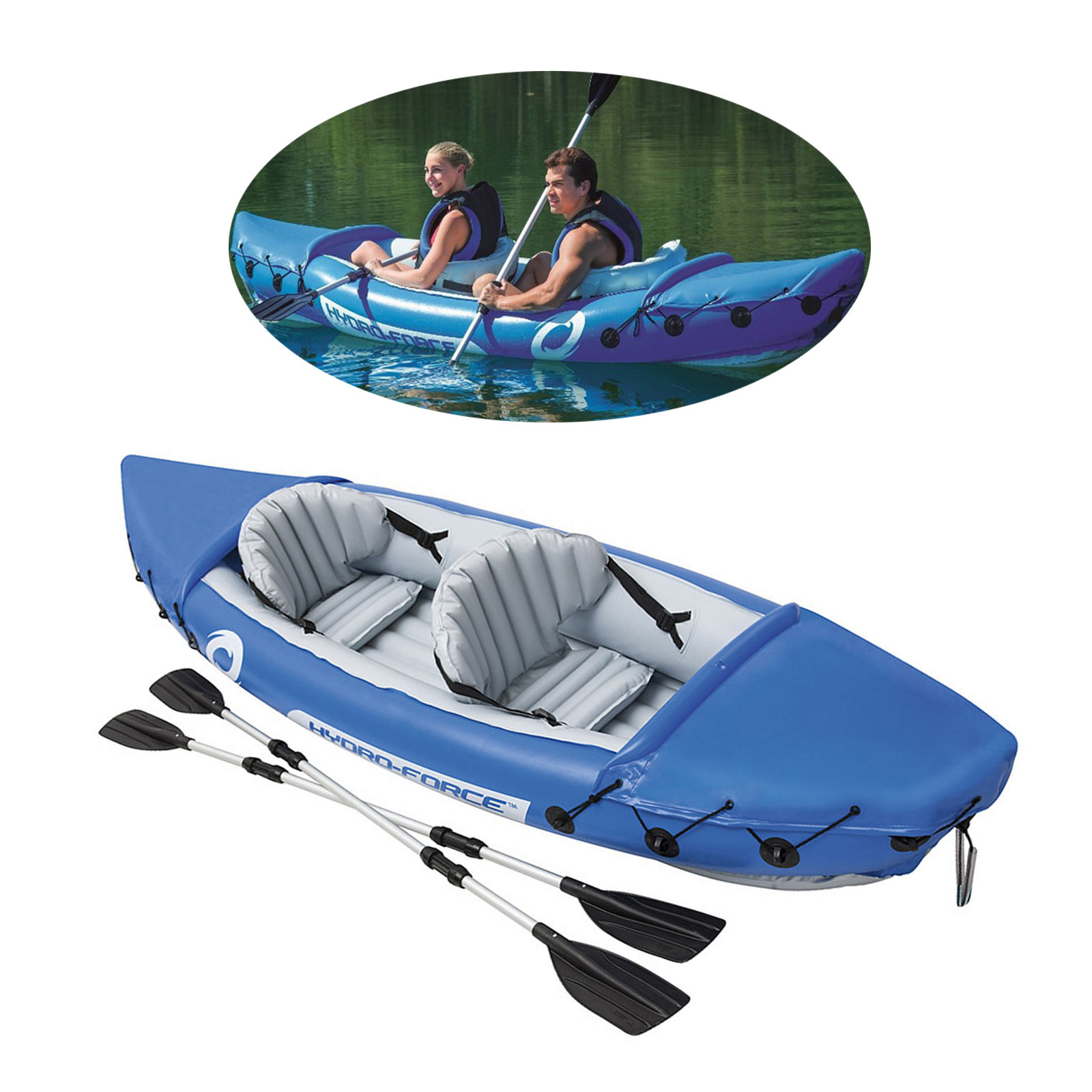 Bestway 65077  3.21m x 88cm  Lite-Rapid 2 Person Inflatable Kayak Set  Inflatable Fishing Canoe Boat