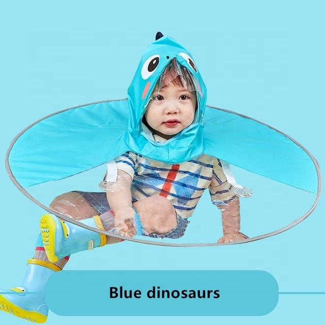 Kids UFO Blue Dinosaurs Rain Cover Umbrella Raincoat Toys for Children Outdoors  rainwear