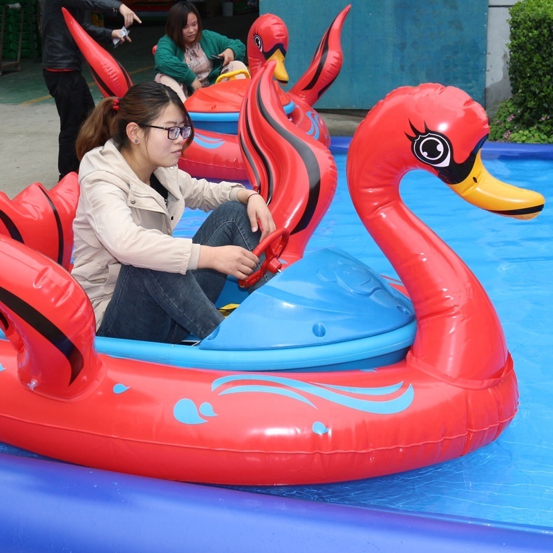 Water Inflatable Electric Bumper Boats Cartoon Swan Bumper Boats Park Play Boats